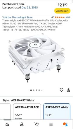 Brand New CPU Cooler (Thermalright AXP90-X47 - White)