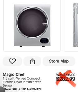 Magic Chef 1.5 cu ft. Vented Compact Electric Dryer in White with Sensor