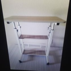 New Mobile Small Sit Or Stand Desk Adjustable Height With Wheels 