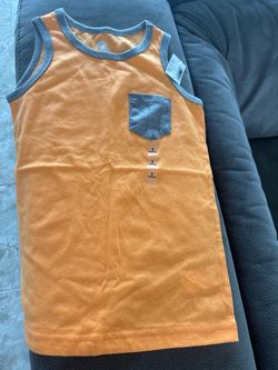 Boy Orange Tank Top with Gray Trim, Size S