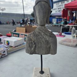 Wood Carved Indian Bust