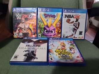 5 PS4 Games Bundle - Spyro, WWE 2K17, NBA 2K21, Rabbids & Killzone