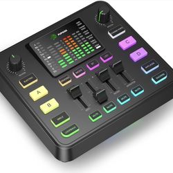 Gaming Audio Mixer Usb Audio Interface For Pc 1/4” TRS Dynamic Mic Interface Sound Board Noise Cancellation RGB Bluetooth Streaming Podcasting Gaming
