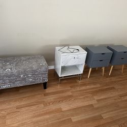 Storage Otoman Bench And End Tables 