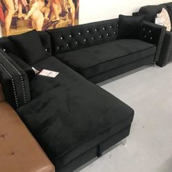 Brand 🆕 Black Living Room L Shaped Sectional With Chaise 🚛 Fast Delivery 