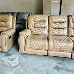 2 Pc living Room Set (Sofa & Loveseat) Manual Recliners 