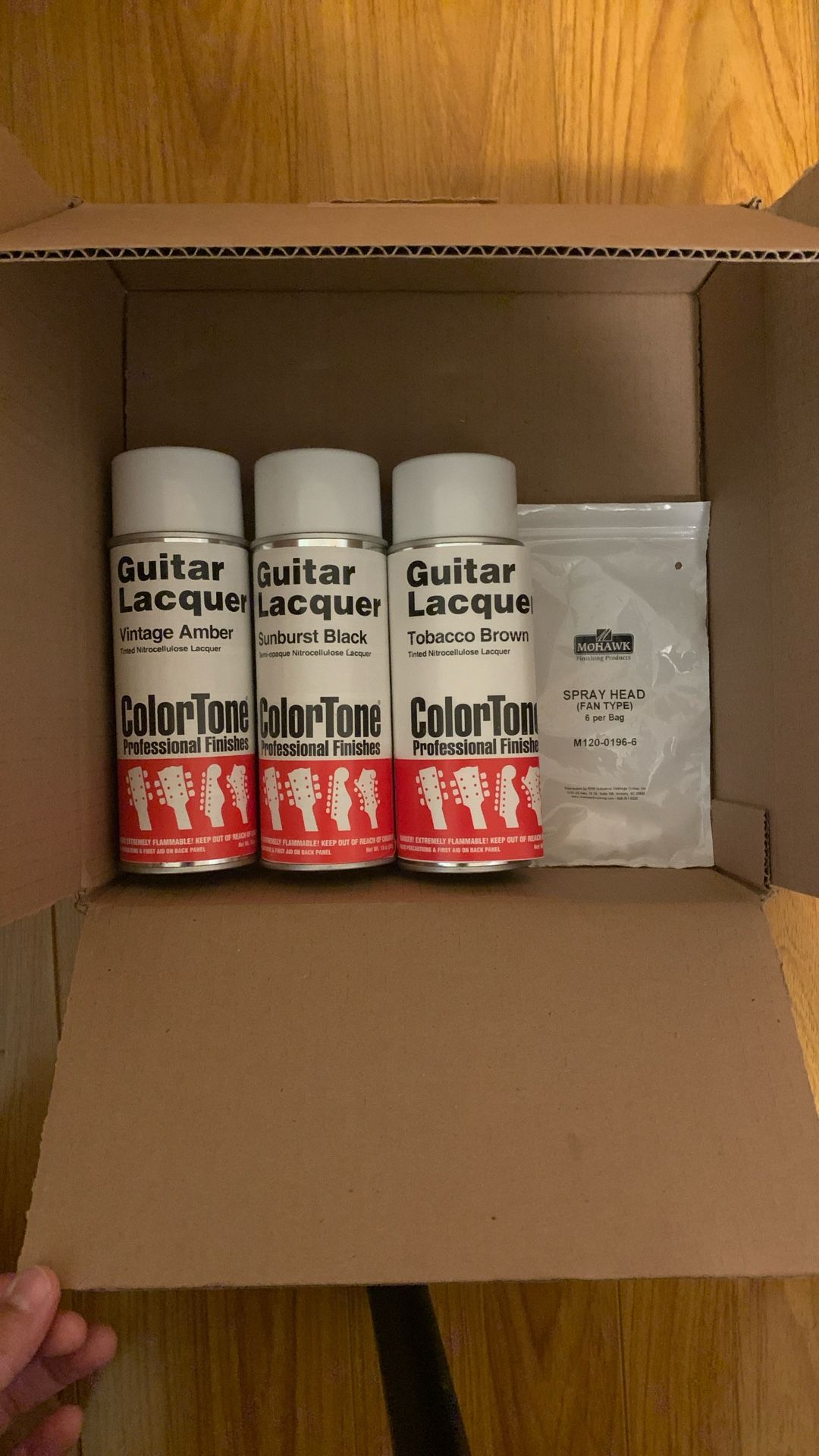 Nitro Lacquer ColorTone 2-Tone Tobacco Sunburst Spray Set w/ Aerosol Spray Nozzles (6 pack)