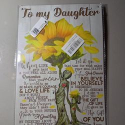 Metal Sign To My Daughter Inspirational Motivational Wall Art Room Aesthetic