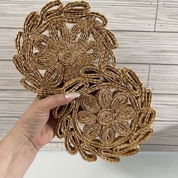 Boho Natural Rattan Woven Trivets 