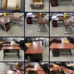 Herman Miller Desk Return And Filing Cabinet Training Tables Dark Cherry & Maple Color