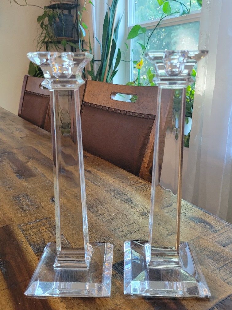 Tiffany & Co. Classic Crystal Candlestick Pair -- Beautiful Condition!