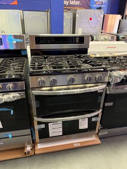 30” LG 6.9cu Gas Range Double Oven Air Fry New $0 Down