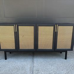 Black Buffet Sideboard With Brass Detail 