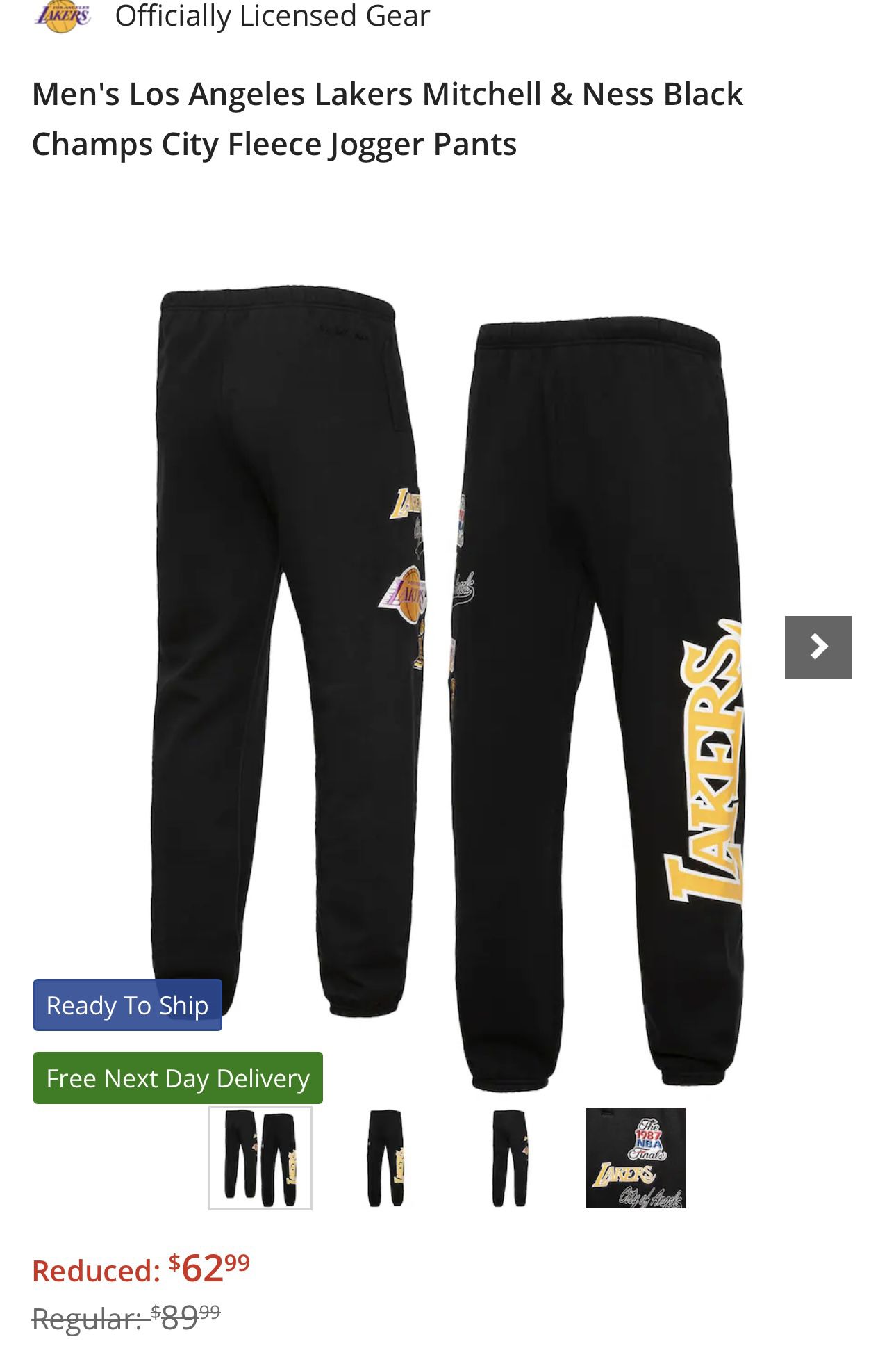 Men's Mitchell & Ness Black Los Angeles Lakers Champs City Fleece Jogger  Pants