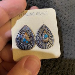 Brand New Turquoise Silver Earrings 