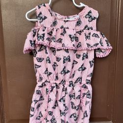 Girls Butterfly Print Romper 5/6