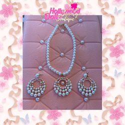 New faux pearl Earrings And Necklace Set