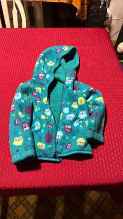 Jacket . Owl Print Fleece Zip-Up Hoodie