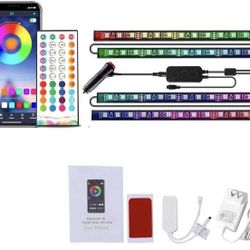 Strip Light for Car LED Interior - APP Control with Remote Music Sync Color Change RGB Under Dash Car Lighting with Charger 12V LED Lights 