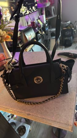 Michael Kors Black Leather Satchel Handbag