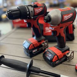 Milwaukee M18 Cordless Brushless 2 Tool Compact Hammer Drill and Impact Driver Kit
