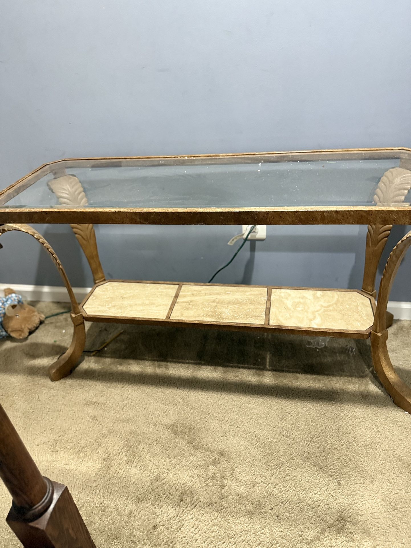 Glass Top Solid metal accent table
