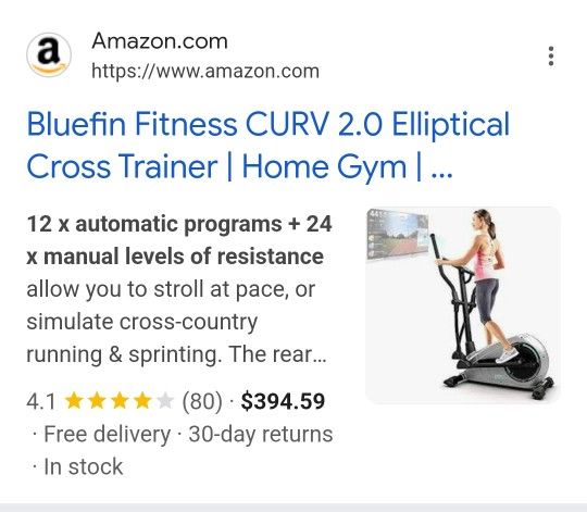 Bluefin Fitness CURV Elliptical Cross Trainer Home Gym