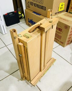 Caballete francés de madera ajustable con cajón