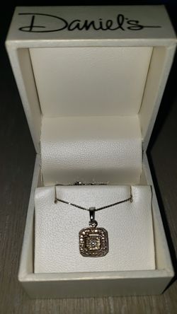 Daniels Sterling Silver Diamond Accent Square Pendant