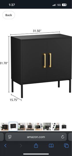 Modern Black Accent Cabinet with Gold Handles - Brand New