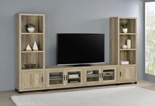 💎Modern Farmhouse 3-piece 79" TV Stand Media Entertainment Center Antique Pine Piers Storage💎