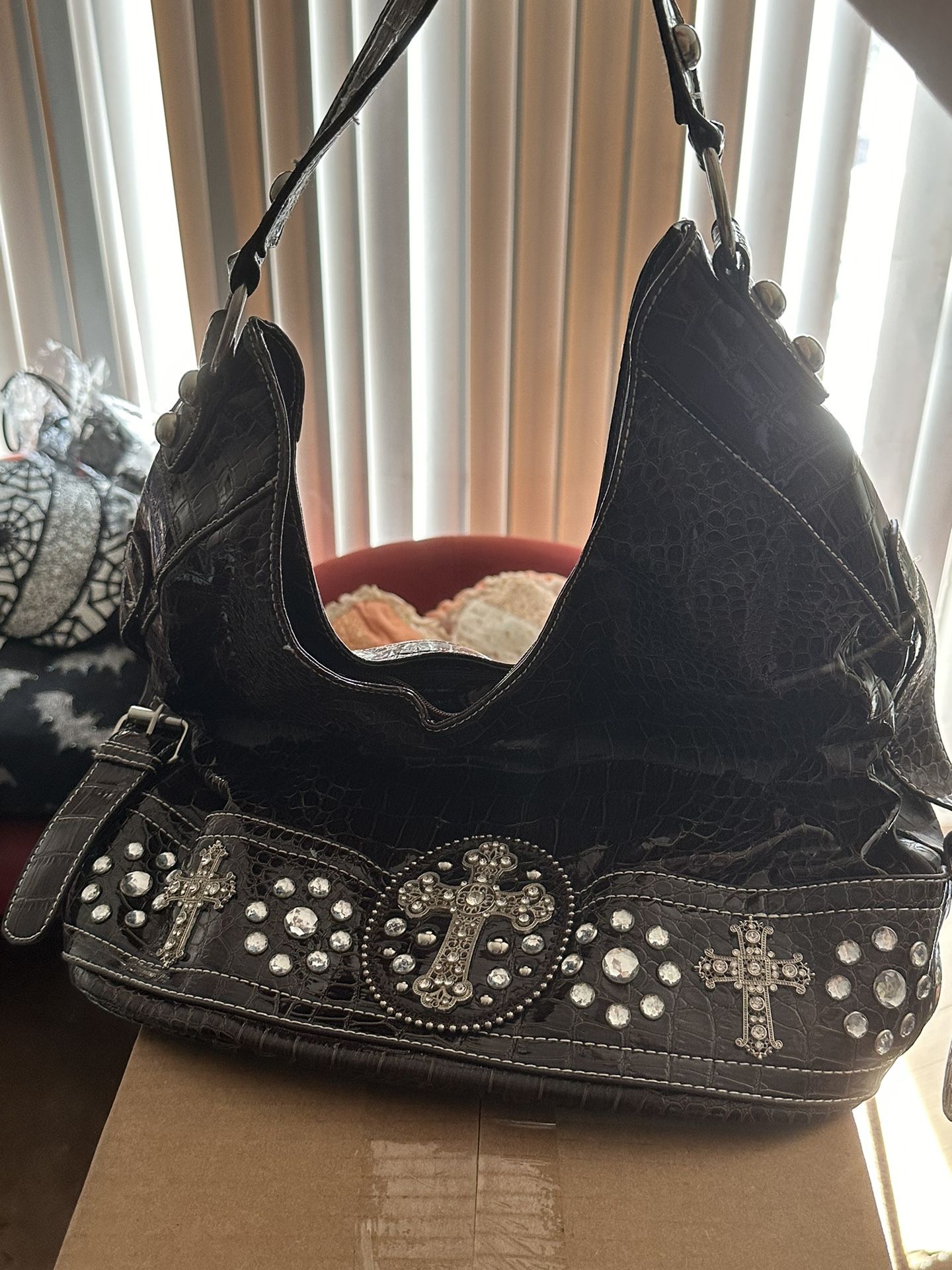 Y2K Cross Emo Alternative Goth Gothic Grunge 2000’s Rhinestone Bling Bag Purse
