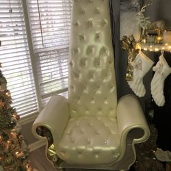 White Leather Mirrored Royal Chairs