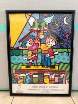 Framed Romero Britto Pop Art Poster "Congratulations!" - 20th Anniversary Edition