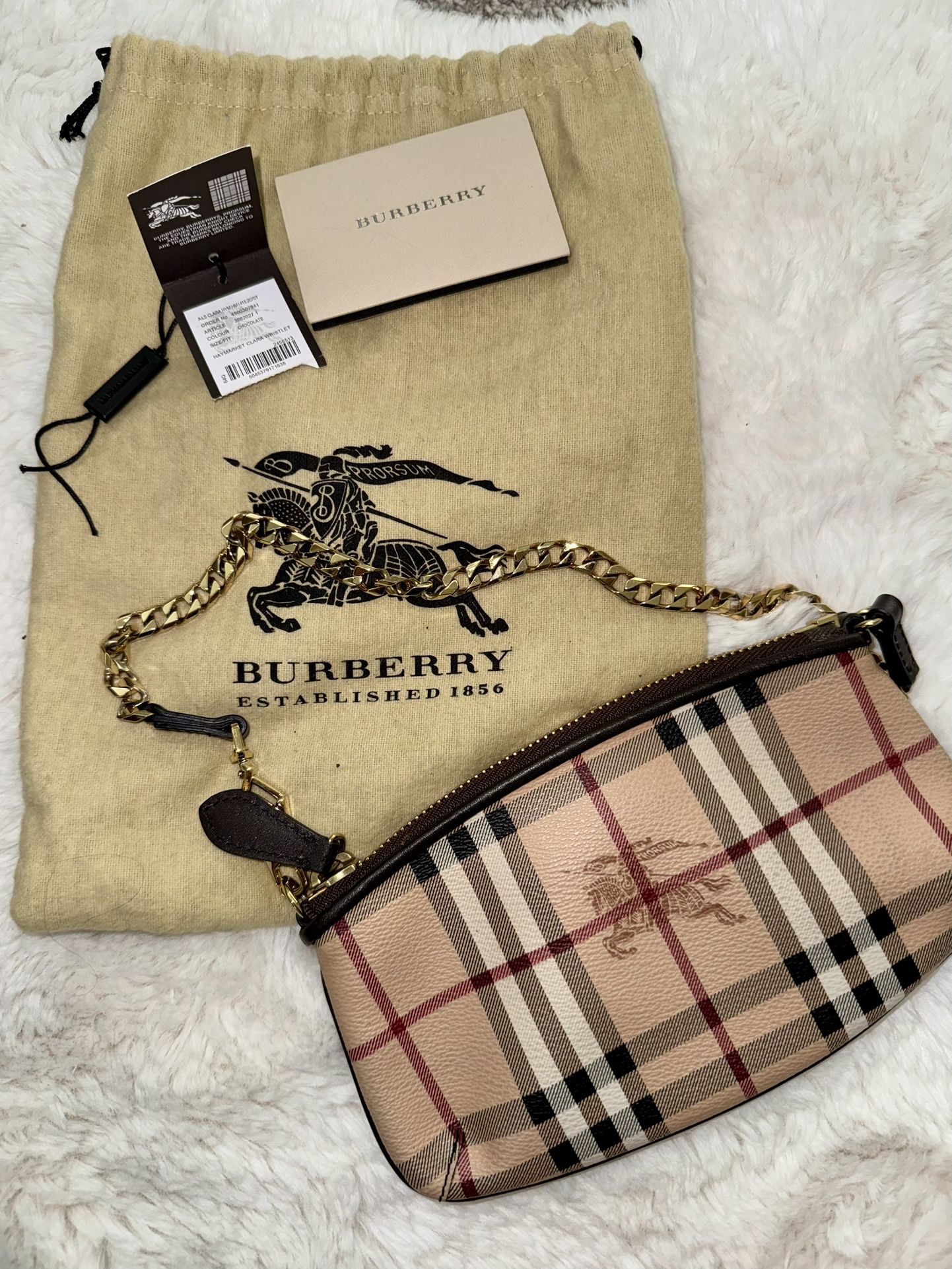 Burberry Checkered Clutch with Gold Chain