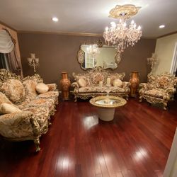 Very Beautiful antique 2 Sofas one chair With Matching 2 Vases