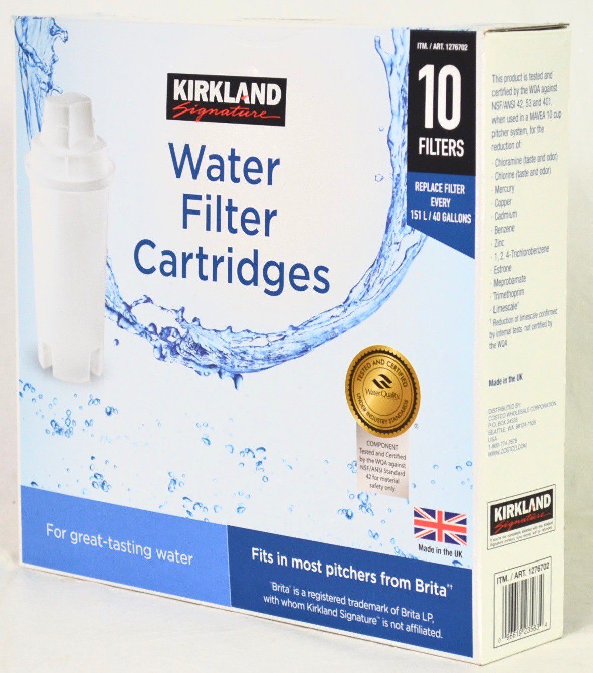Kirkland Signature Water Filter Cartridge, 10-Pack Set