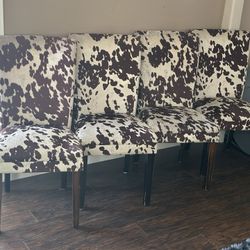 Cow Print (Faux) Set Of 4 Dinning Chairs