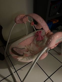 Pink Baby Swing with Mobile