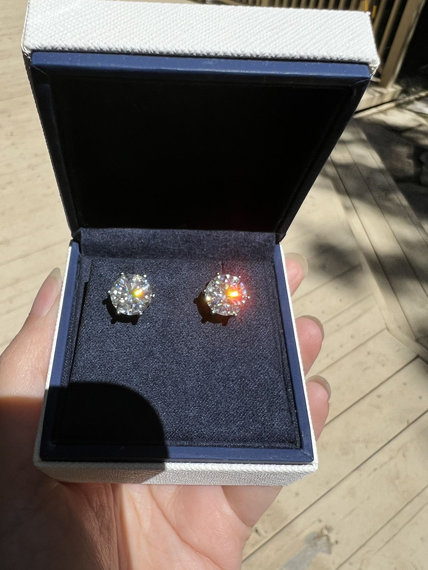 New Moissanite 10H10A Earrings 6CT(3CT *2 )18K White Gold Plated Sterling Silver
