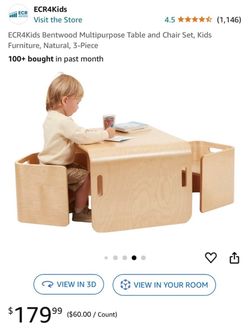 ECR4Kids Bentwood Multipurpose Kids Table – Natural Birch Plywood – Montessori/Preschool