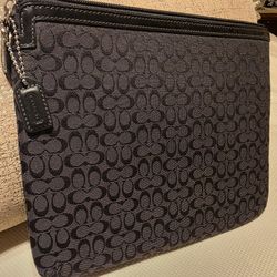 CC Coach Signature Black Canvas Tablet Bag Protector Cover 11" X 9"