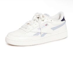 Reebok Women's Club C Revenge Sneakers, Chalk/Gabgry/Vecnav, White, 8.5 Women's Medium US White and blue Reebok Club C 85 trainers. Not sold anywhere!