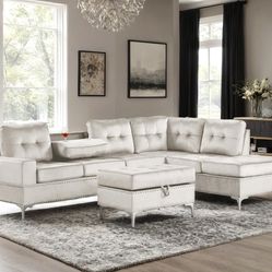 Anserra Gray reversible sectional + ottoman set😍✅🚛💕🔥👀📲