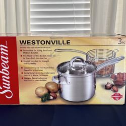 Sunbeam Deep Fryer Pot Set – 3-Piece, Brand New in Box