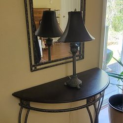 Entry Table, Mirror And Lamp