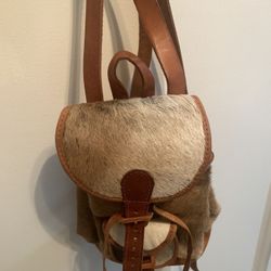 New Beautiful Leather And Fur Backpack Purse 