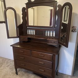 Antique Victorian Mirrored Vanity Dresser