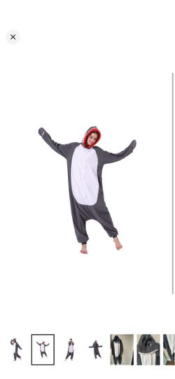 Shark jumpsuit Adult Unisex Animal Cosplay Halloween Costume One Piece size - L
