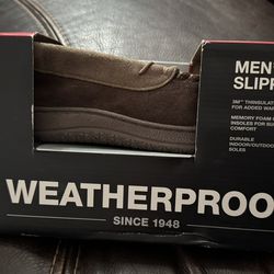 Slippers  Mens NEW Weatherproof with Memory Foam - Medium Size 10-101/2- Brown New w/Box